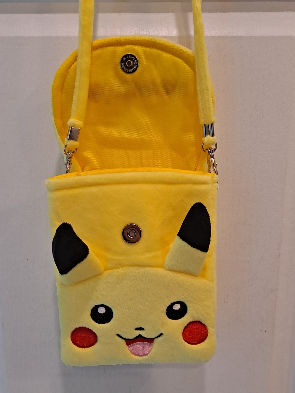 Pokemon Pikachu Plush Crossbody Bag - Yellow Trading Card Phone Essentials Bag - Picture 5 of 10